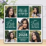 Graduate 5 Photo Collage Emerald Green Graduation Plaque<br><div class="desc">Celebrate your graduate with these modern and elegant photo collage graduation plaque. Customise with 5 of your favourite senior or college photos, and personalise with monogram initial, name, graduating year, high school or college name. Inspirational quote: "Take Pride in how far you have come, Have Faith in how far you...</div>