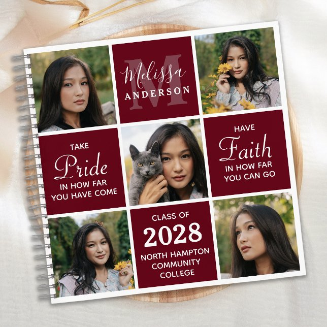 Graduate 5 Photo Collage Graduation Modern Guest Notebook (Creator Uploaded)
