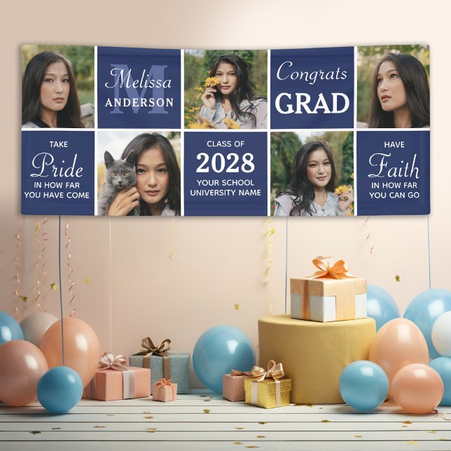 Graduate 5 Photo Collage Personalised Graduation Banner (Creator Uploaded)