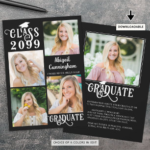 Graduate 5 Photos Fancy Class Year Script Announcement