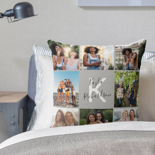 Graduate 8 Photo Collage and Quote Grey Graduation Cushion