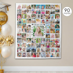Graduate 90 Photo Collage White Backdrop Tapestry