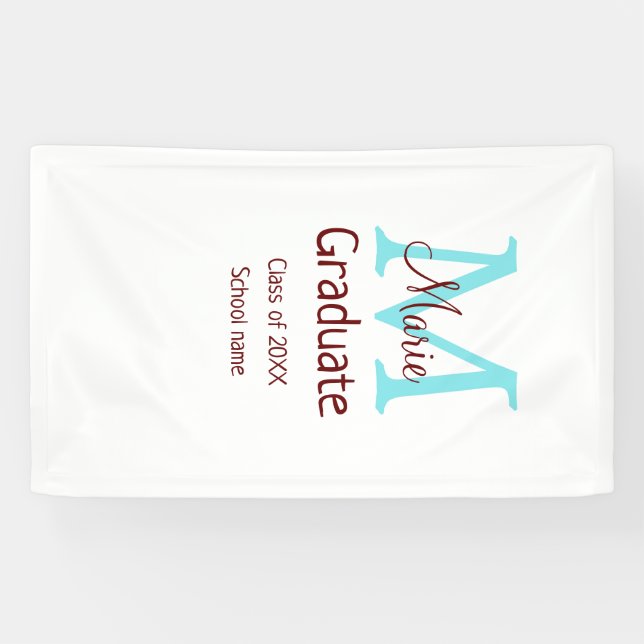 Graduate add name monogram green pink simple minim banner (Horizontal)