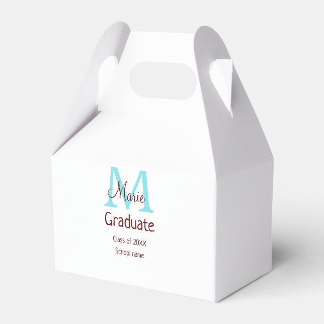 Graduate add name monogram green pink simple minim favour box (Front Side)