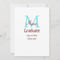 Graduate add name monogram green pink simple minim