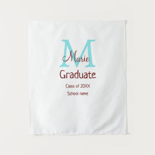 Graduate add name monogram green pink simple minim tapestry