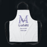 Graduate add name monogram purple simple minimal m apron<br><div class="desc">beautiful design</div>