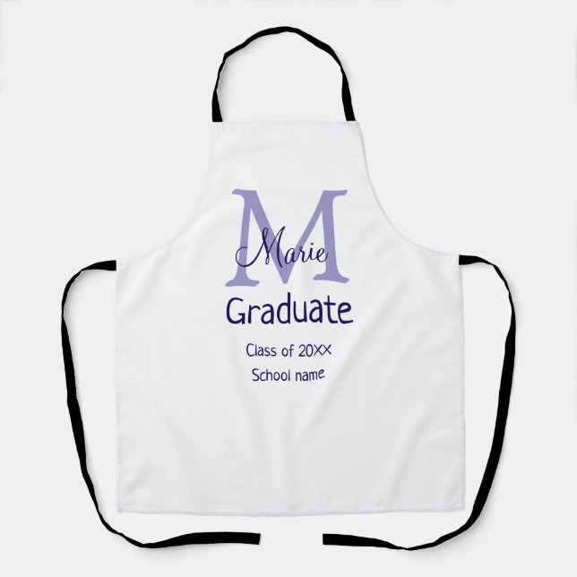 Graduate add name monogram purple simple minimal m apron (Front)