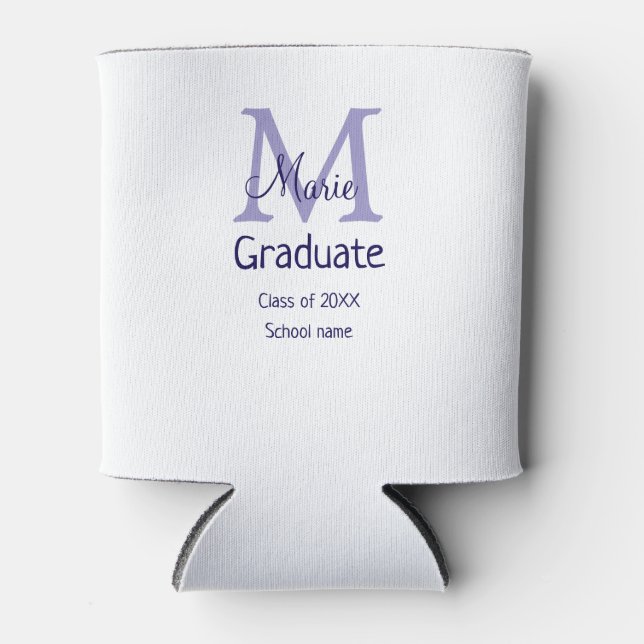 Graduate add name monogram purple simple minimal m can cooler (Front)