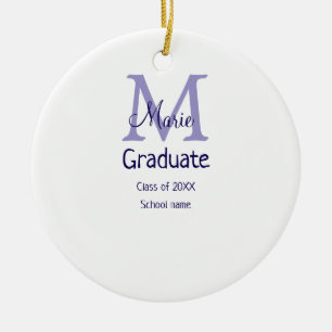 Graduate add name monogram purple simple minimal m ceramic tree decoration