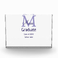 Graduate add name monogram purple simple minimal m