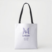 Graduate add name monogram purple simple minimal m