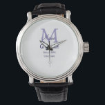 Graduate add name monogram purple simple minimal m watch<br><div class="desc">beautiful design</div>