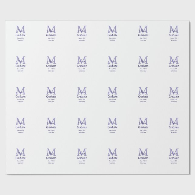 Graduate add name monogram purple simple minimal m wrapping paper (Flat)