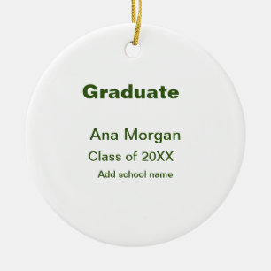 Graduate add name school name class of 20XX simple Ceramic Tree Decoration