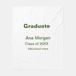 Graduate add name school name class of 20XX simple Fleece Blanket