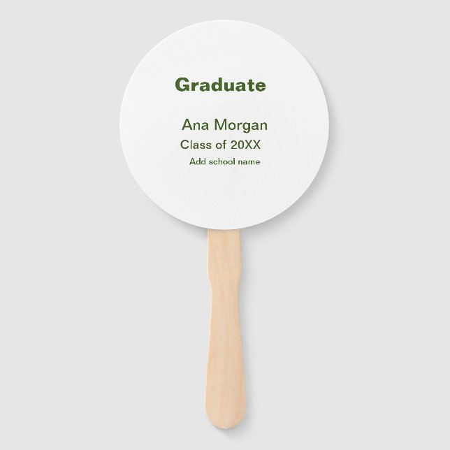Graduate add name school name class of 20XX simple Hand Fan (Front)