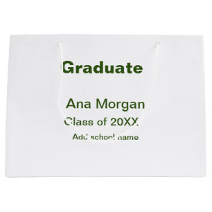 Graduate add name school name class of 20XX simple Large Gift Bag