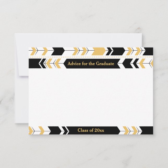 Graduate Advice Cards Black Gold Tribal Arrows (Front)