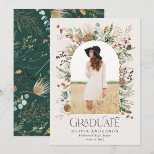Graduate arch 1 photo green botanical modern announcement