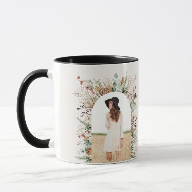 Graduate arch 1 photo terracotta botanical modern mug (Left)