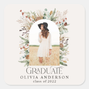 Graduate arch 1 photo terracotta botanical party n square sticker