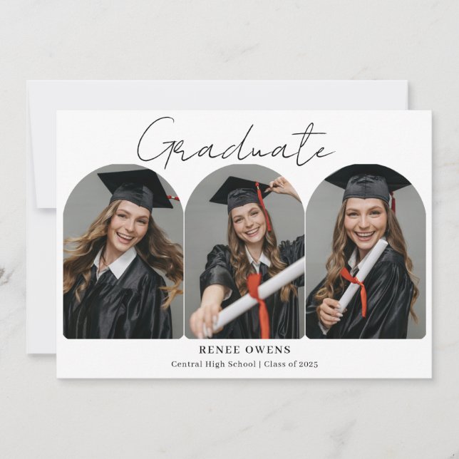 Graduate Arch Photo Collage Graduation Invitation (Front)