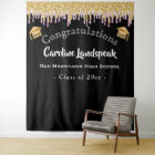 Graduate Backdrop Pink Gold Glitter Dripping