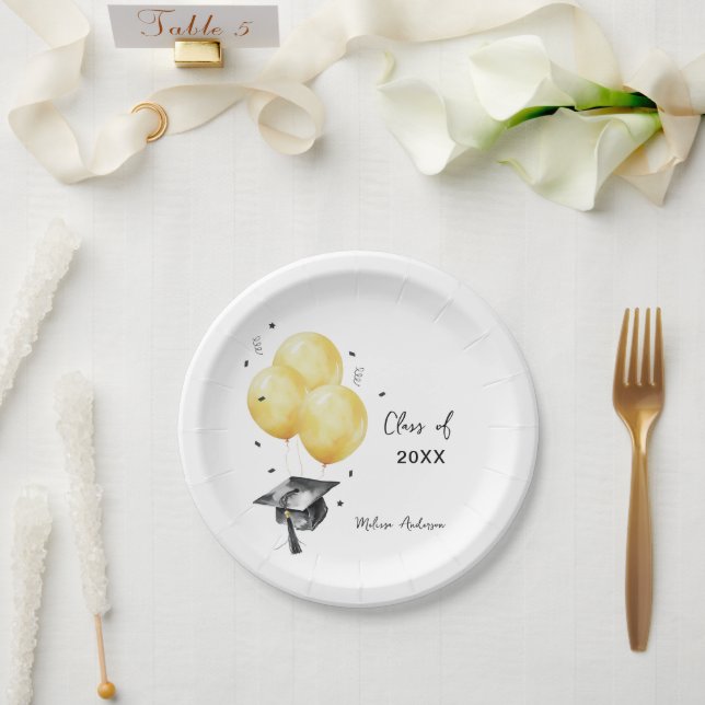 Graduate Balloons Paper Plate (Wedding)