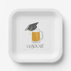 Graduate Beer Pint with Graduation Cap Paper Plate