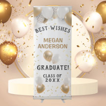 Graduate Best Wishes with Name Retractable Banner