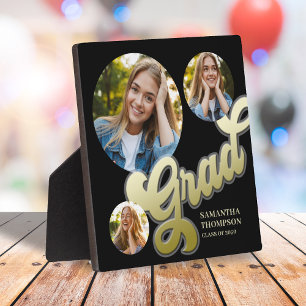 Graduate Black and Gold Photo Party Decor Plaque