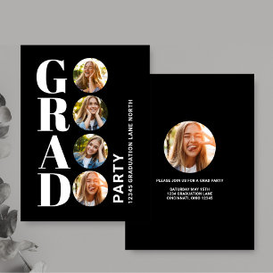 Graduate Black and White Photo Collage Modern Enclosure Card