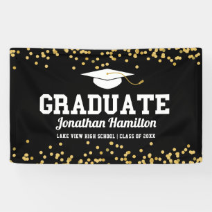 Graduate Black Gold Graduation Party Banner