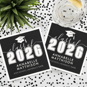 Graduate Black Graduation Napkin
