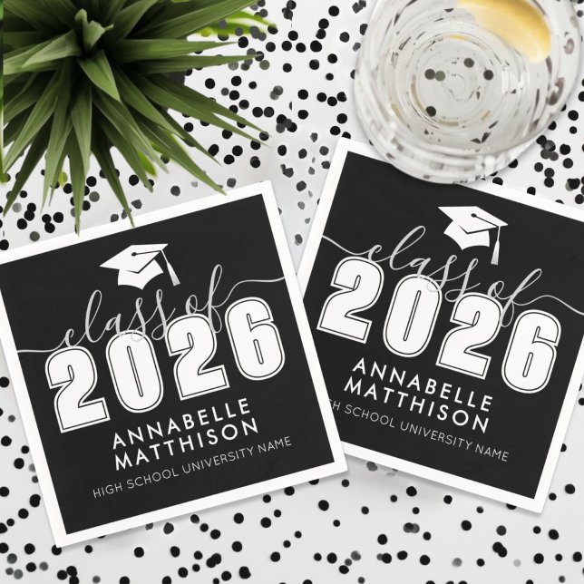 Graduate Black Graduation Napkin (Graduate Black Graduation Napkins)
