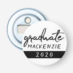 Graduate Black Script Classic Keepsake with Year Bottle Opener