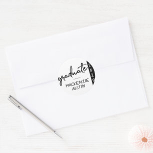 Graduate Black Script   Classic Keepsake with Year Classic Round Sticker