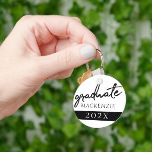 Graduate Black Script   Classic Keepsake with Year Key Ring