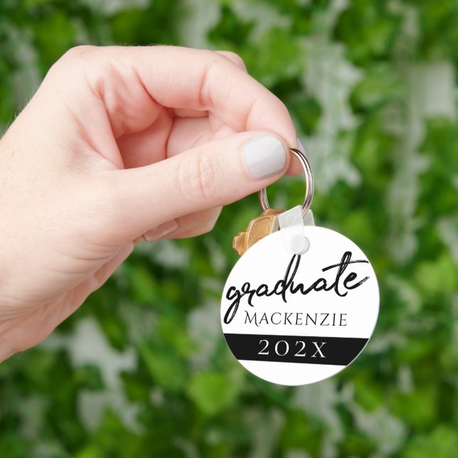 Graduate Black Script | Classic Keepsake with Year Key Ring (Hand)