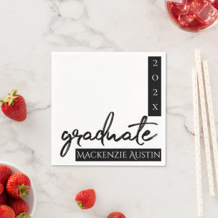 Graduate Black Script Classic Keepsake with Year Napkin