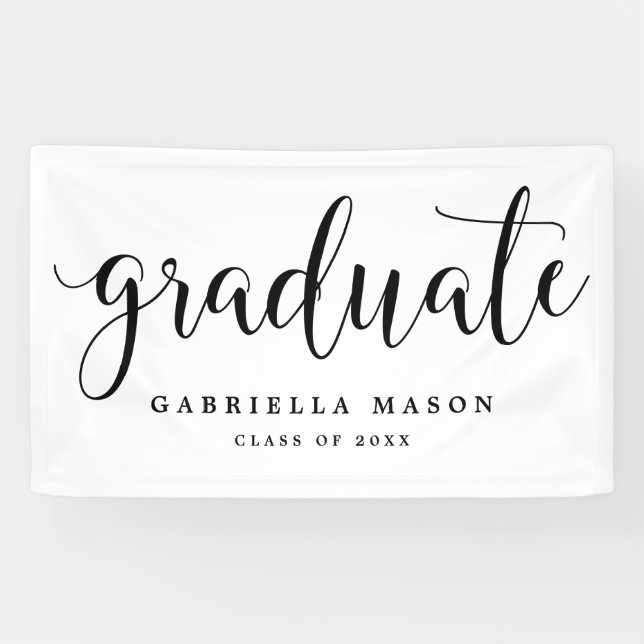 Graduate Black Script | Custom Background Colour Banner (Horizontal)