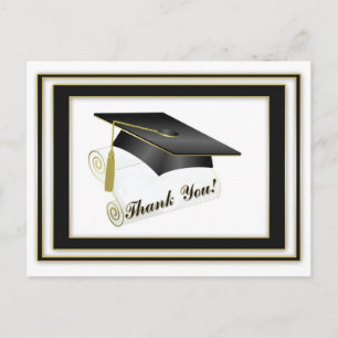 Graduate Black Thank You Postcard