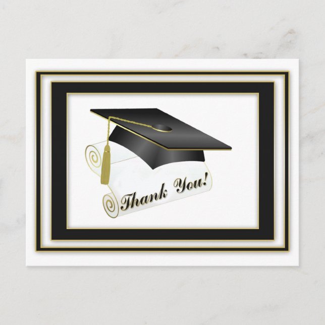 Graduate Black Thank You Postcard (Front)