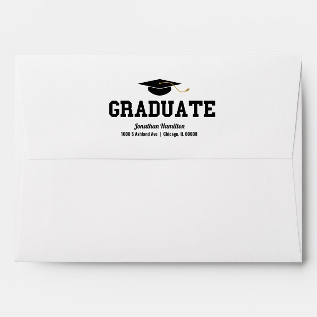 Graduate Black Typography Graduation Confetti  Envelope (Back (Top Flap))