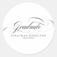Graduate Black & White Elegant Script Graduation