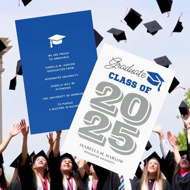 Graduate Blue Grey University College Graduation Announcement (Creator Uploaded)