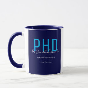 Graduate Blue Name Degree PhD Mug