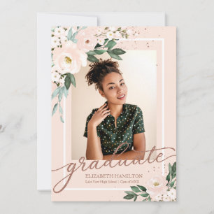 Graduate Blush Floral Grad Announcement Photo