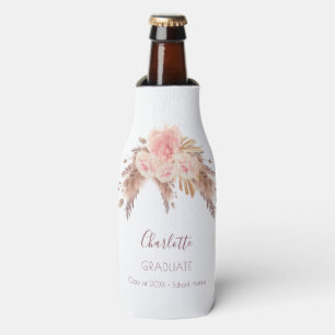 Graduate blush rose floral pampas grass bottle cooler